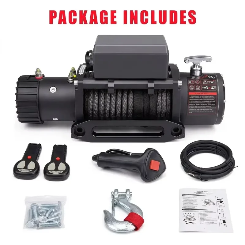 12000lbs Electric Winch 12V 24V 48V DC 1400W Synthetic Rope Wireless Remote Waterproof for ATV UTV Truck 4x4 Off Road