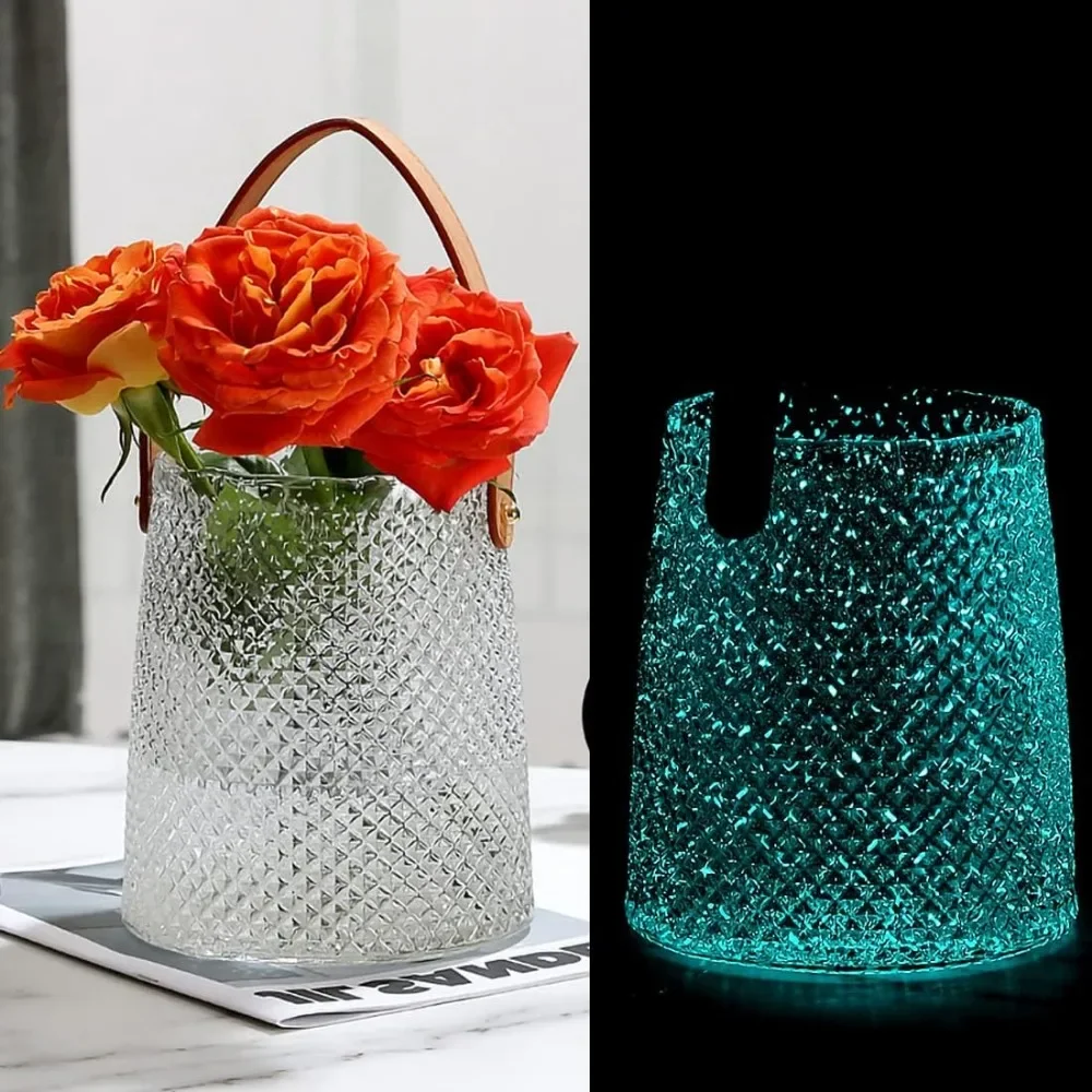 Luminous Glass Vase Bud Flower Vases for Decor Centerpieces Kawaii Preppy Room Decor Teen Girls Women Gifts Home Decor Vases