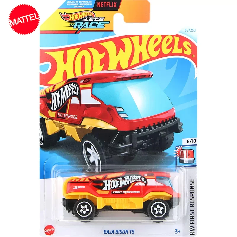 

24 J Original Hot Wheels Car LET'S RACE Baja Bison TS Toys for Boys 1/64 Diecast Voiture HW First Response Model Birthday Gift