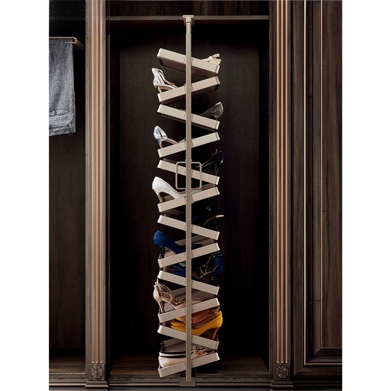 Cloakroom Multi-layer shoe rack Wardrobe Household wardrobe Push-pull rotating shoe rack