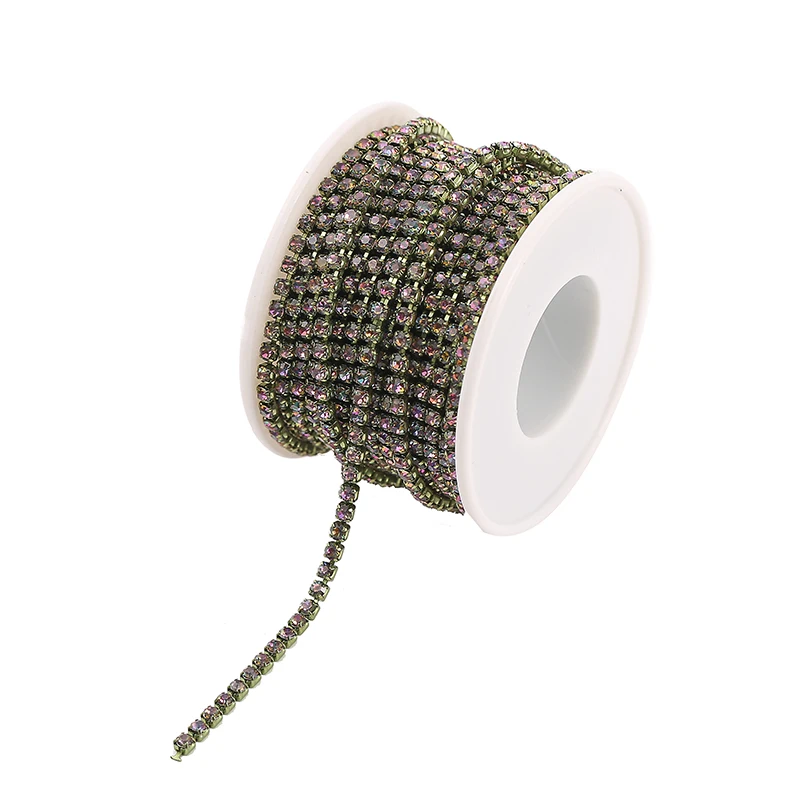 1.5-3mm 1yard colors Glass crystal Rhinestone Cup Chain Glitter Crystal Rhinestone Trimor Diy Garment Shoes Bags Decorations