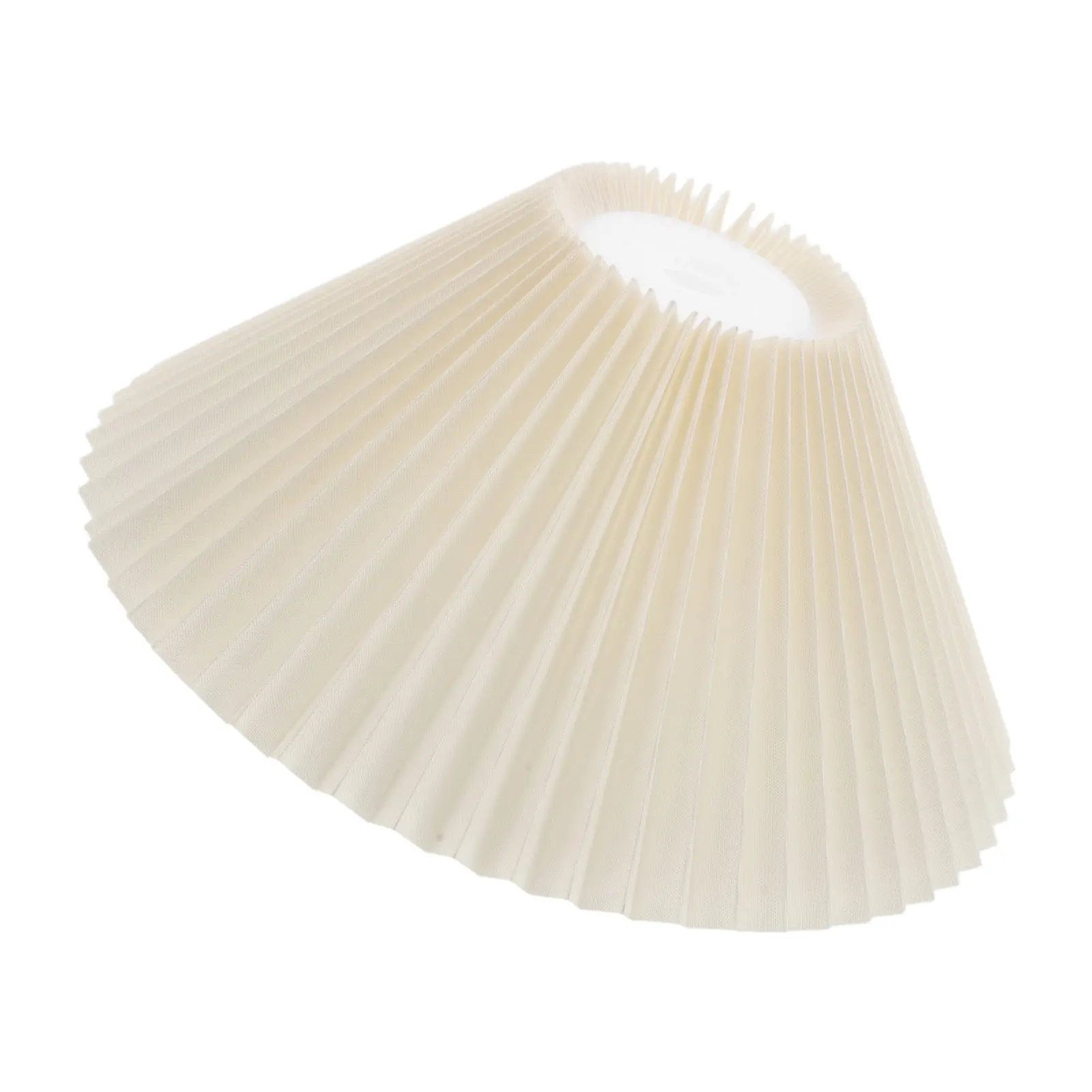 Beige Pleated Fabric Lamp Shade Replacement Bell Light Cover Small Bedroom Living Room Table Floor Nightstand Lamp