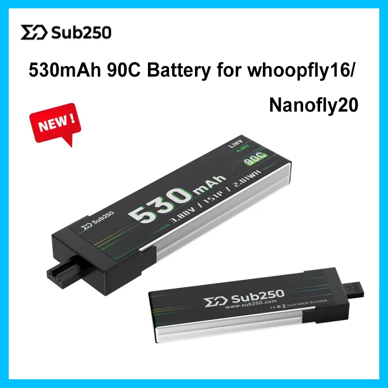 

New Sub250 1S 530mAh 90C Battery for whoopfly16/ Nanofly20 Mini Drone（2PCS/6PCS of Pack）