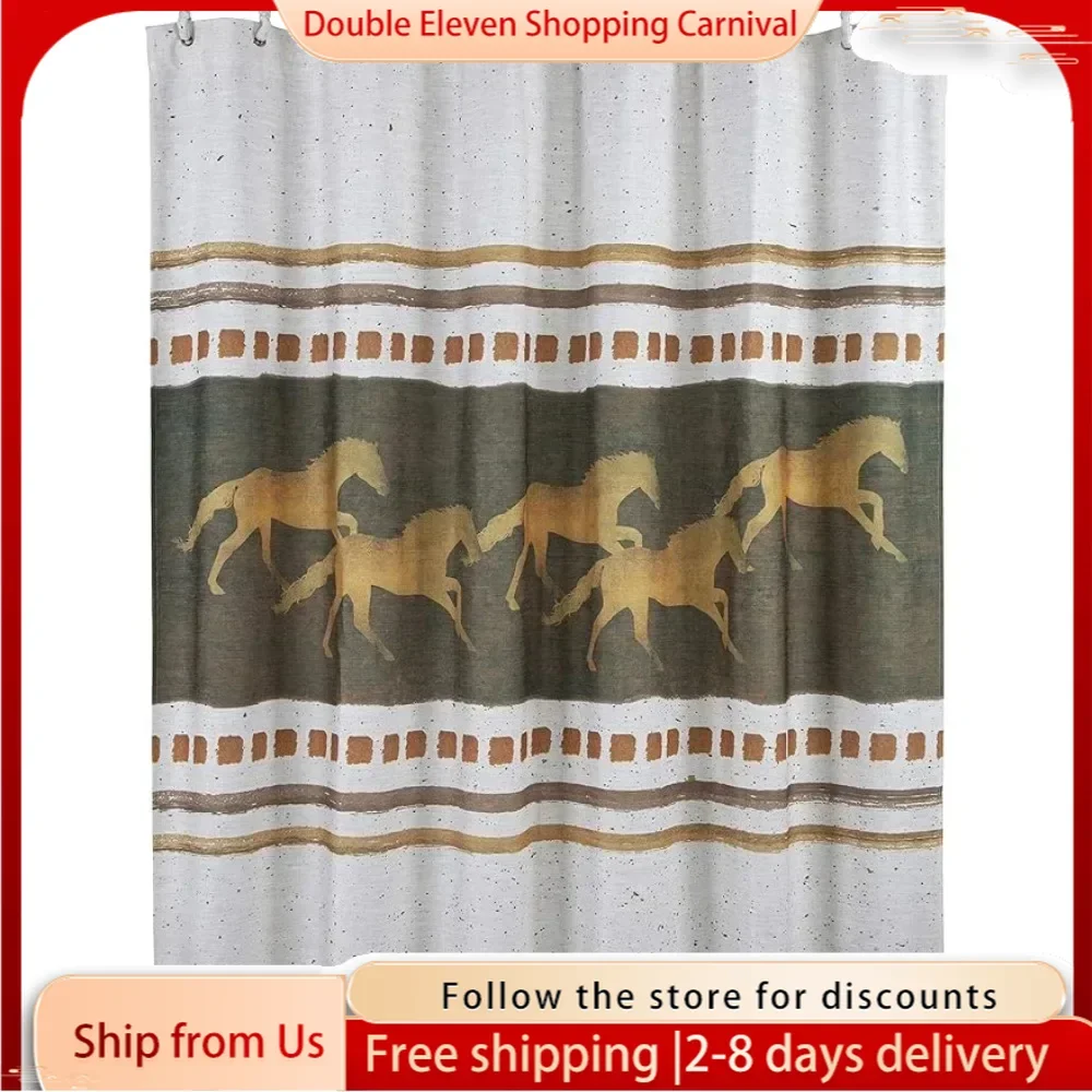 Paseo Road By | Running Remuda Horse Bath Shower Curtain With 12 Hooks 72x72 Inch Shower Curtains for Bathroom Products Home