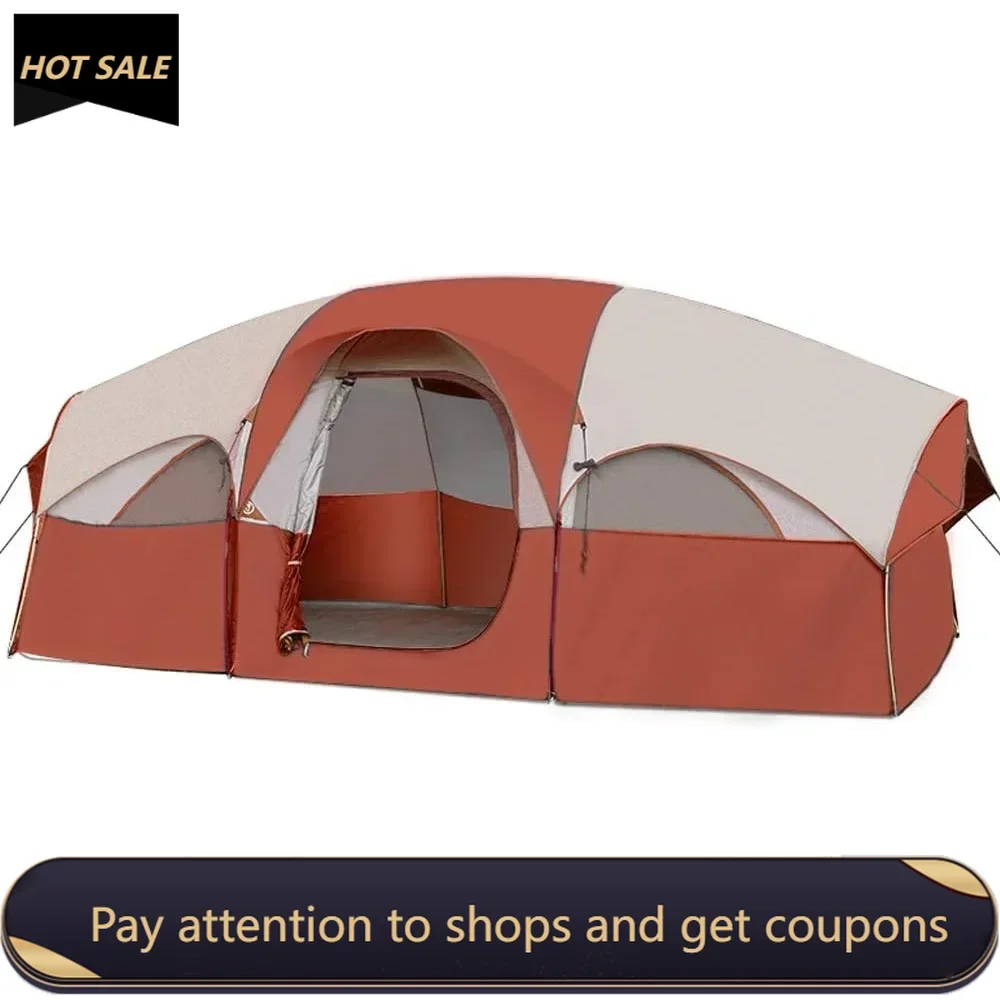 

8 Person Camping Tents, Weather Resistant Family Tent，5 Large Mesh Windows, Double Layer, Divided Curtain，Portable Freight free