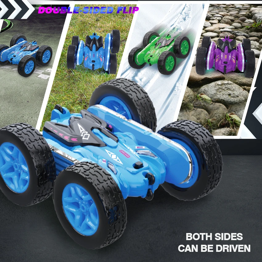 Colorful lights swing arm double-sided stunt car, children's charging remote control car, toy off-road rolling dump truck