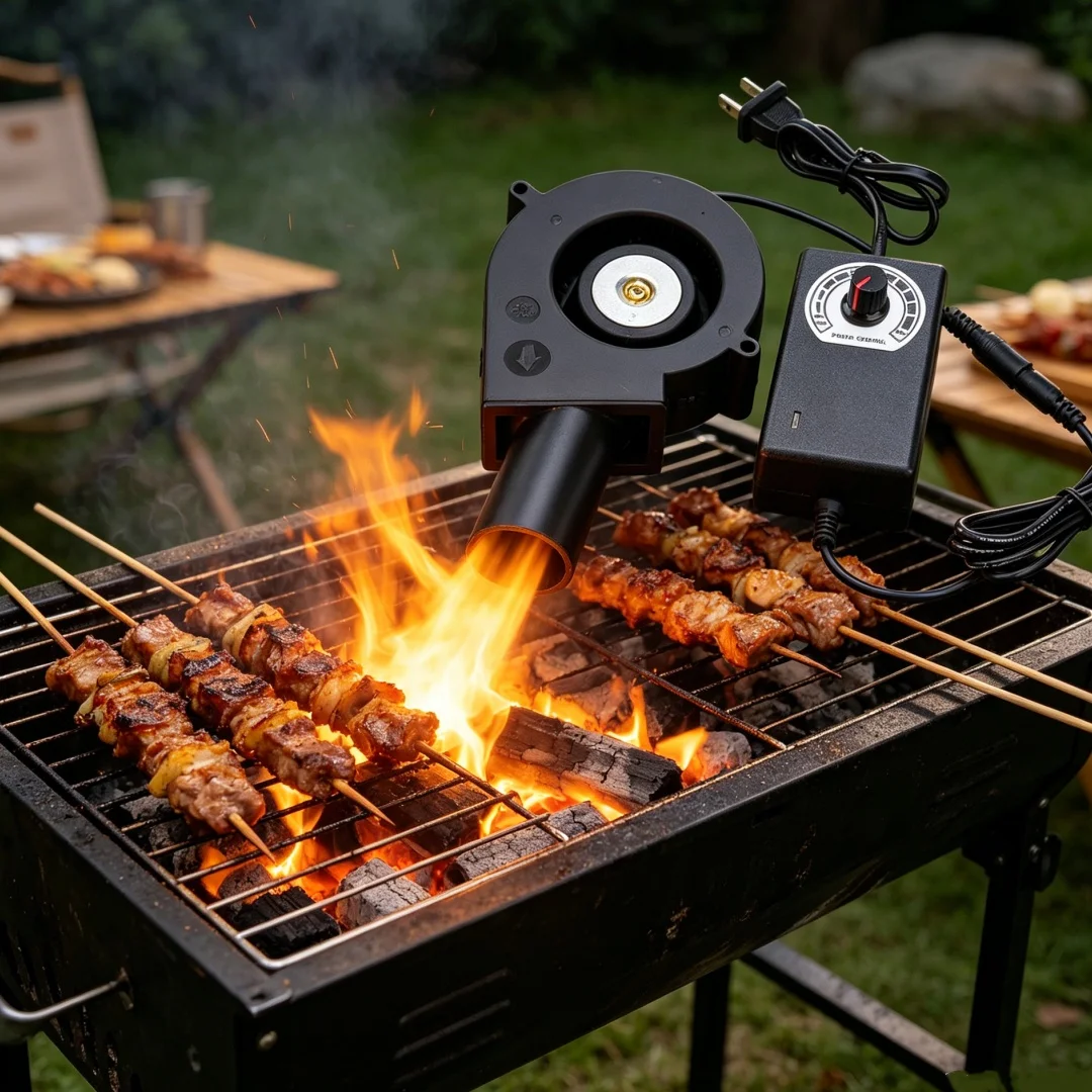 9733 110V 220V Household Air Blower DC 12V Portable Barbecue Fan Outdoor Wood Stove Oil Furnace Blower Adjustable Speed Fan