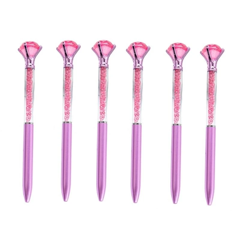 

C90C 6Pcs Big Crystal Ballpoint Pen Crystal Ballpoint Pen for Women Girl, 1.0mm
