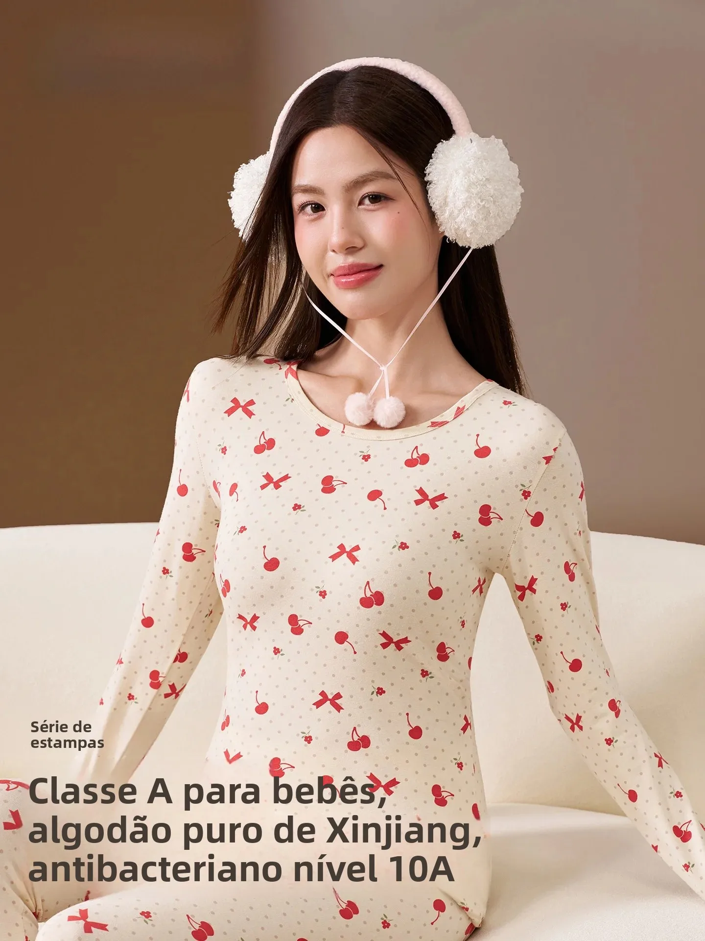 antarctic-people-pure-cotton-warm-underwear-set-women's-autumn-winter-new-style-cotton-wool-base-layer-cute-style-long-sleeve