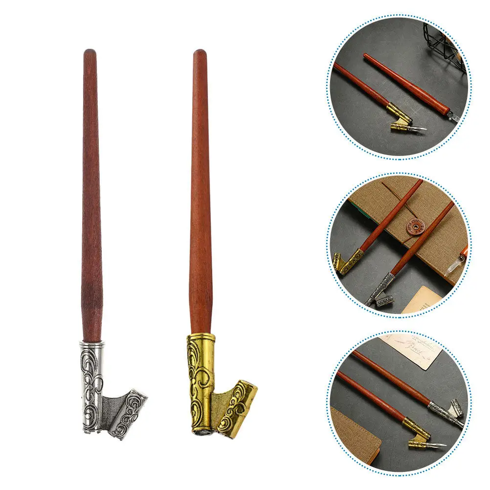 

2Pcs Vintage Dip Pen Handle Dual Mode Calligraphy Pen Holder for Writing Oblique Nib Holder Calligraphy Supplies