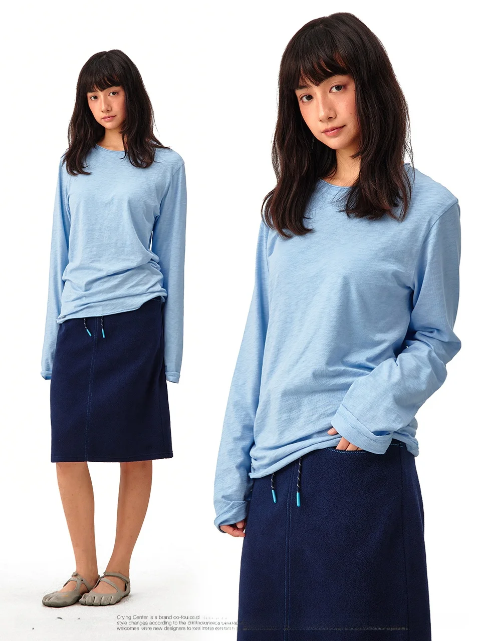 

Футболка Crnenter из бамбукового хлопка с длинным рукавом и подвернутым низом, приталенного кроя, для уличной моды, на все сезоны и случаи