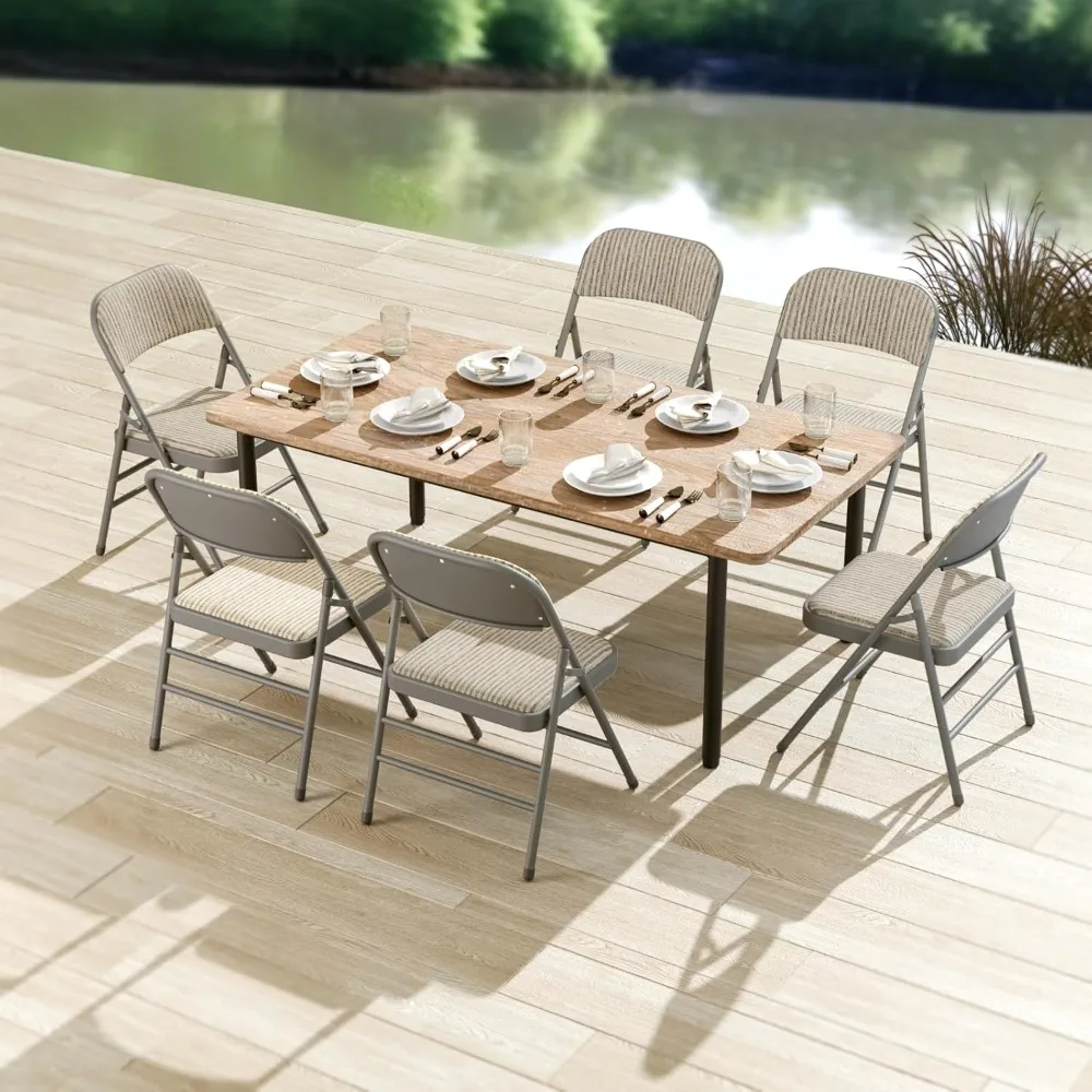 16 Pack Folding Chairs with Fabric Padded Cushion, Fabric Dining Chair Set Portable Indoor Outdoor Stackable Folding Chair