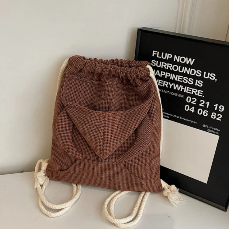 

Retro Drawstring Closure Nylon Cloth Backpacks 2026 Spring and Summer High-end Shoulder Bag Rucksack Women's Crossbody Small Bag