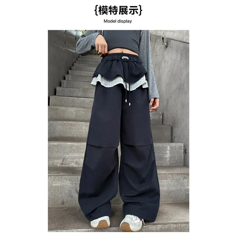 Gerade Hosen für Kinder und Mädchen von UNITIM, 4–14 Jahre, Patchwork-Hosen für Kinder und Mädchen, lockere, lässige Hosen für junge Teenager, Mädchen mit weitem Bein – Detail 9