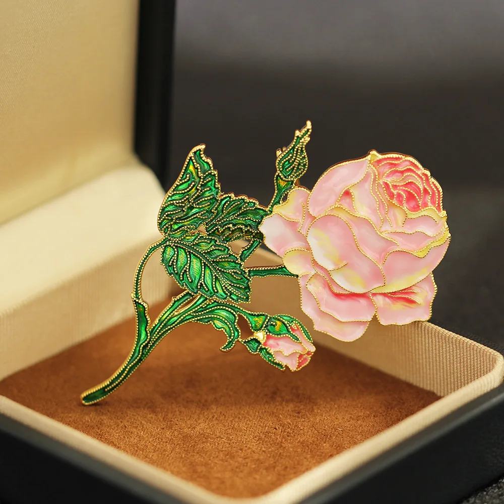 الفرنسية الرجعية أنيقة بالتنقيط النفط البتلة الفاوانيا زهرة بروش شخصية مبالغ فيها والاكسسوارات الراقية دبابيس للنساء والرجال