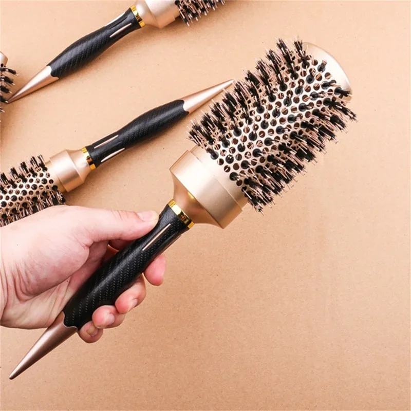 

1PC 4 Size Round Rolling Brush Hairdressing Styling Tool Boar Bristle Curling Hair Comb Twill Straight Barrel for Hair Care