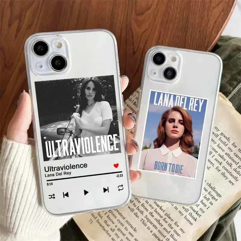 Fashion Singer Lana Del Rey Kraft Poster Clear Phone Case for iPhone 15 13 11 12 14 Pro XS Max X XR 8 Plus SE Transparent Fundas