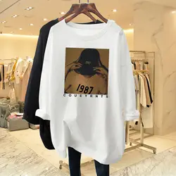 Spring Autumn New Printing Letter Pullovers Top Long Sleeve O-neck Solid Loose Simplicity T Shirts Fashion Casual Women Clothing