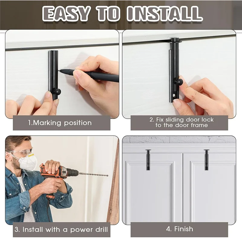 A45U 4 Set Slide Bolt Latch Lock Bolt Door Slide Bolt Door Latches For Top Of Door Slide Latch Lock