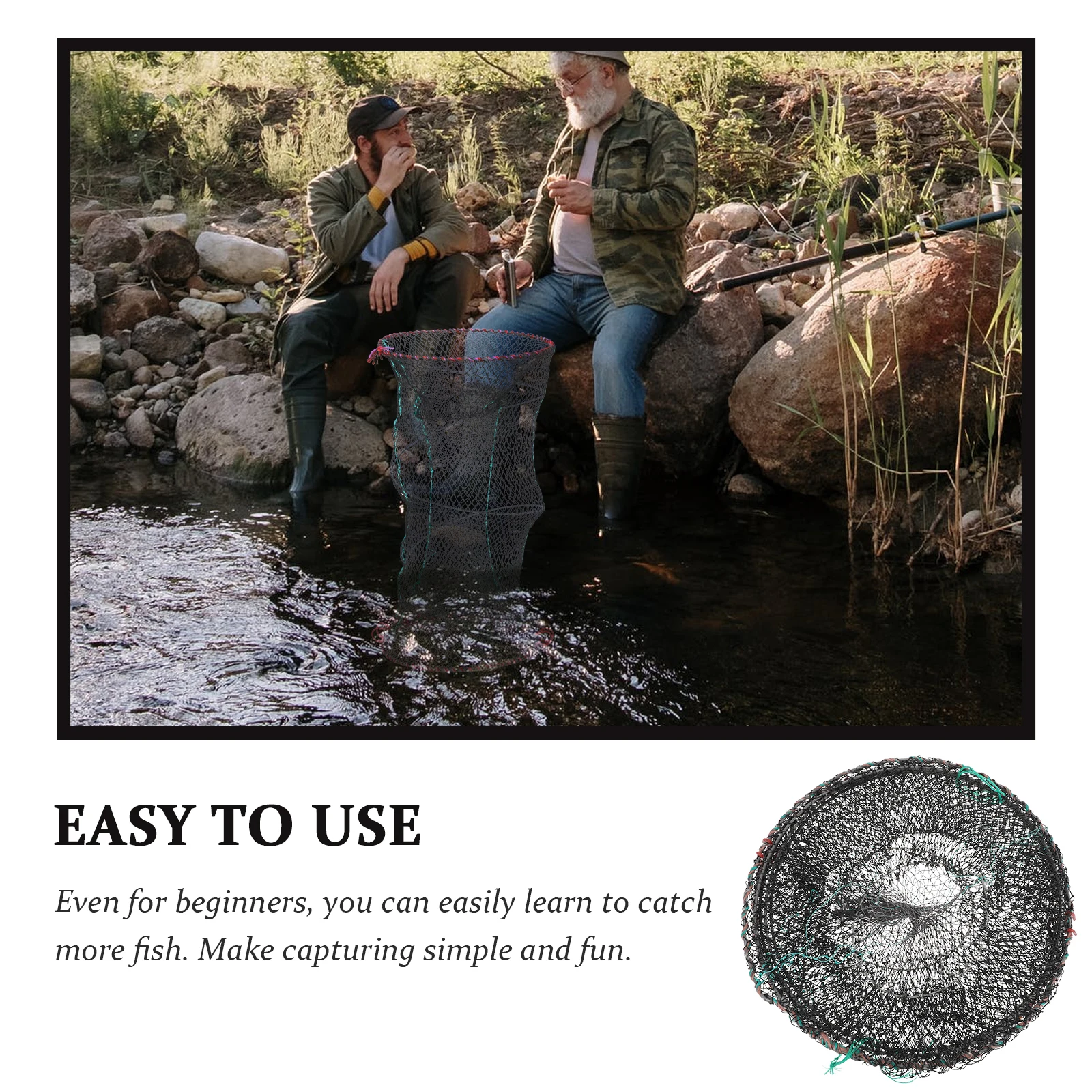 

Crab Fishing Net Automatic Portable Traps Foldable Round Saltwater Freshwater Shrimp Lobster Mesh Trap Durable Elastic