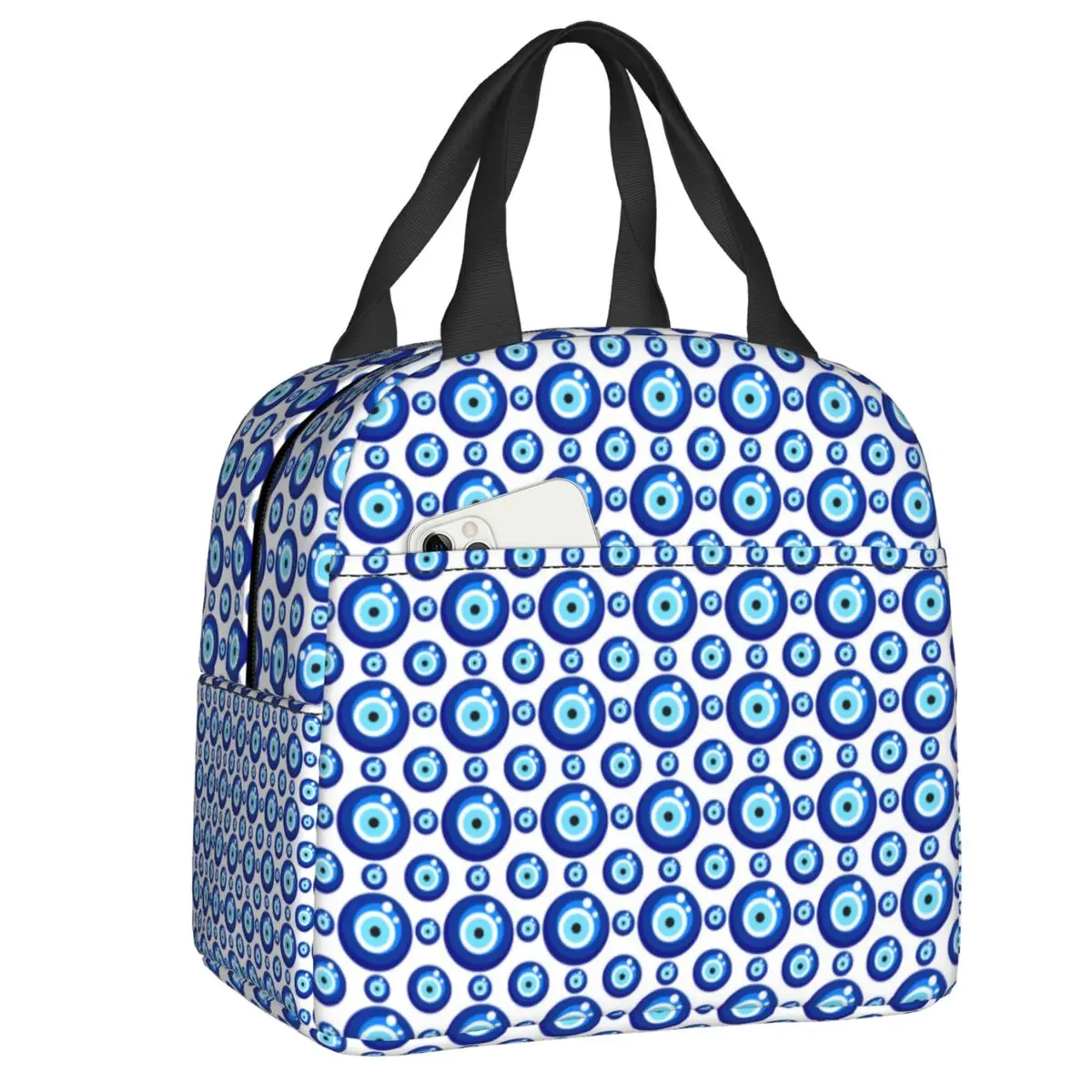 

Custom Turkish Evil Eye Pattern Thermal Insulated Lunch Bag Women Resuable Lunch Container for Outdoor Picnic Storage Food Box