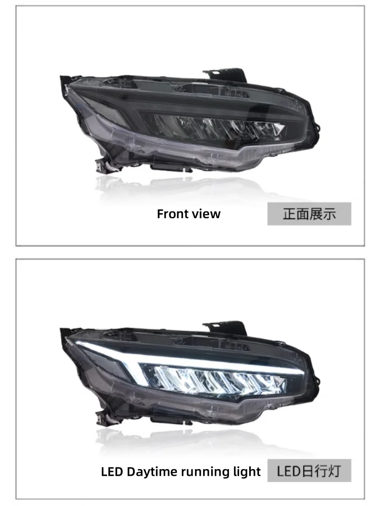 LED Headlight assembly for Honda civic 10th modified Daytime running light Turn signal High Low beam Car Accessories