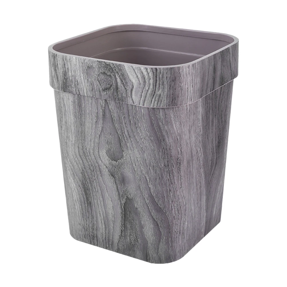 

Rustic Trash Can for Kitchen Imitation Wood Grain Garbage Cans Waste Baskets Home Office Bin