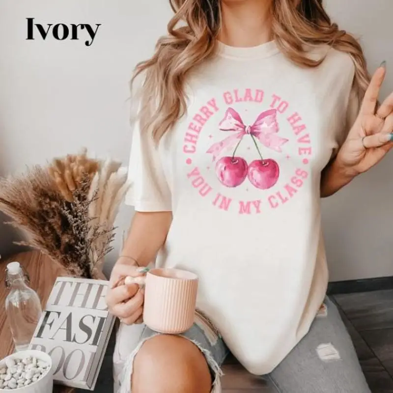 

Custom Teacher Cherry Coquette T Shirt Perfect for Educators Back to School Appreciation Teach