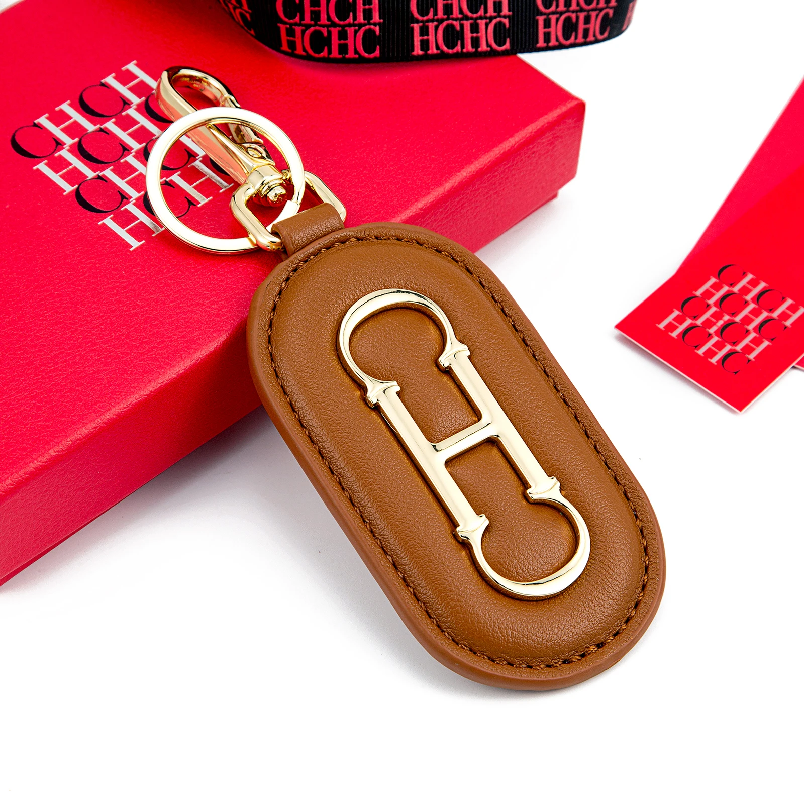 CH Mini Bag Charm Keychain with Horsebit Pendant Fashion Handbag Accessory Women Car Key Holder Gift Box Set