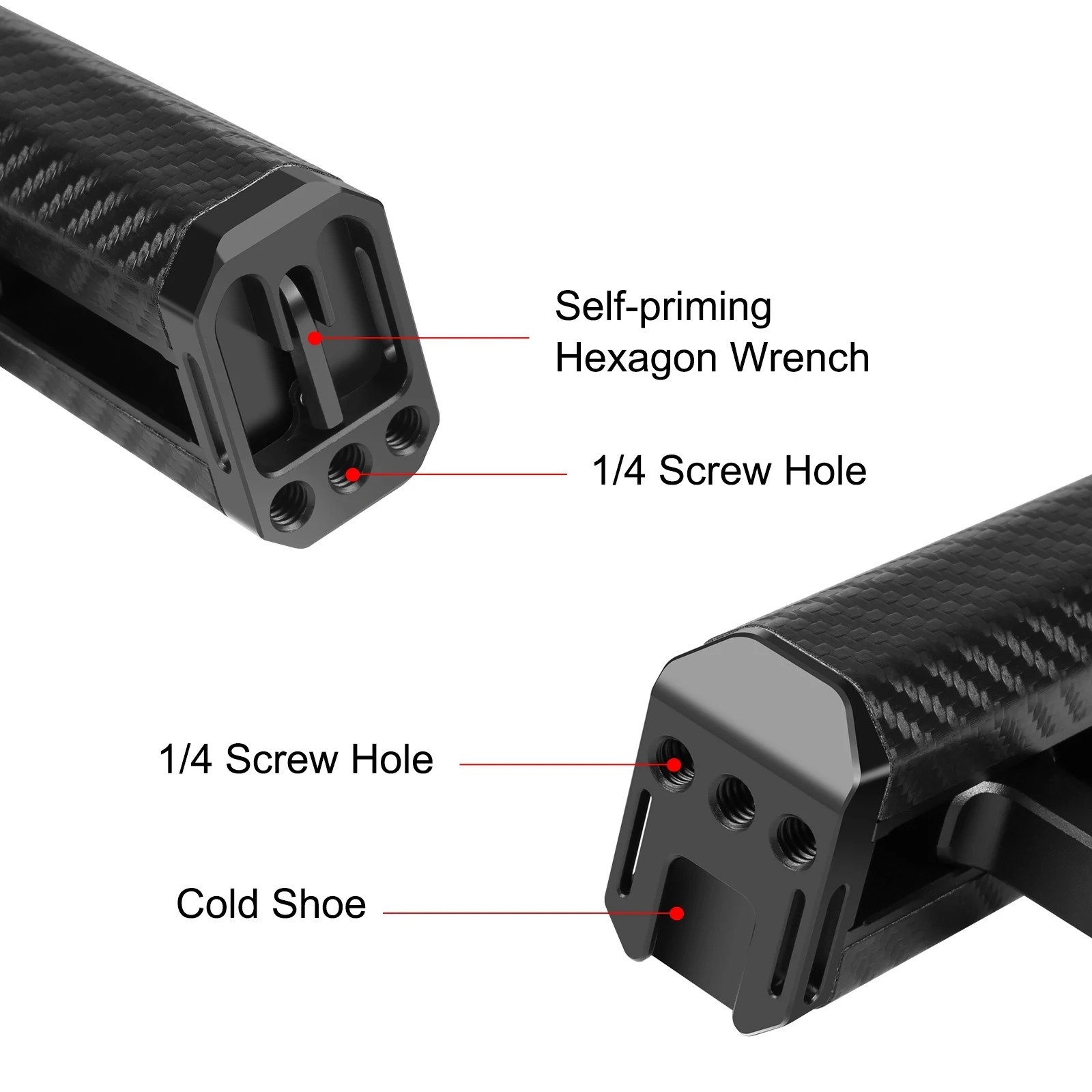 Mango lateral de metal universal para cámara PULUZ con soporte de zapata fría para estabilizador de jaula de cámara