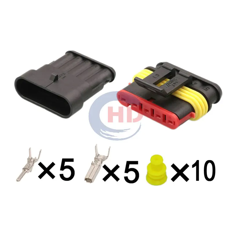 1-20 sets  5 pin Waterproof Accelerator Pedal Sensor Harness Plug 282107-1 282089-1