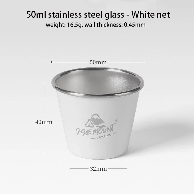 Tryhom 50mL Camping Wine Cup 304 Stainless Steel Cups Outdoor Portable Whisky Beer Coffee Small Cup Picnic Camping Tableware