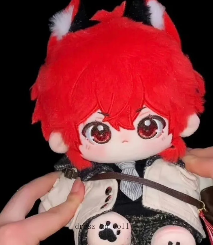 Anime Genshin Impact Diluc 20 cm Kawaii Knappe Katoenen Pop Veranderen Kleding Knuffels Cartoon Figuren Body Knuffels Gift