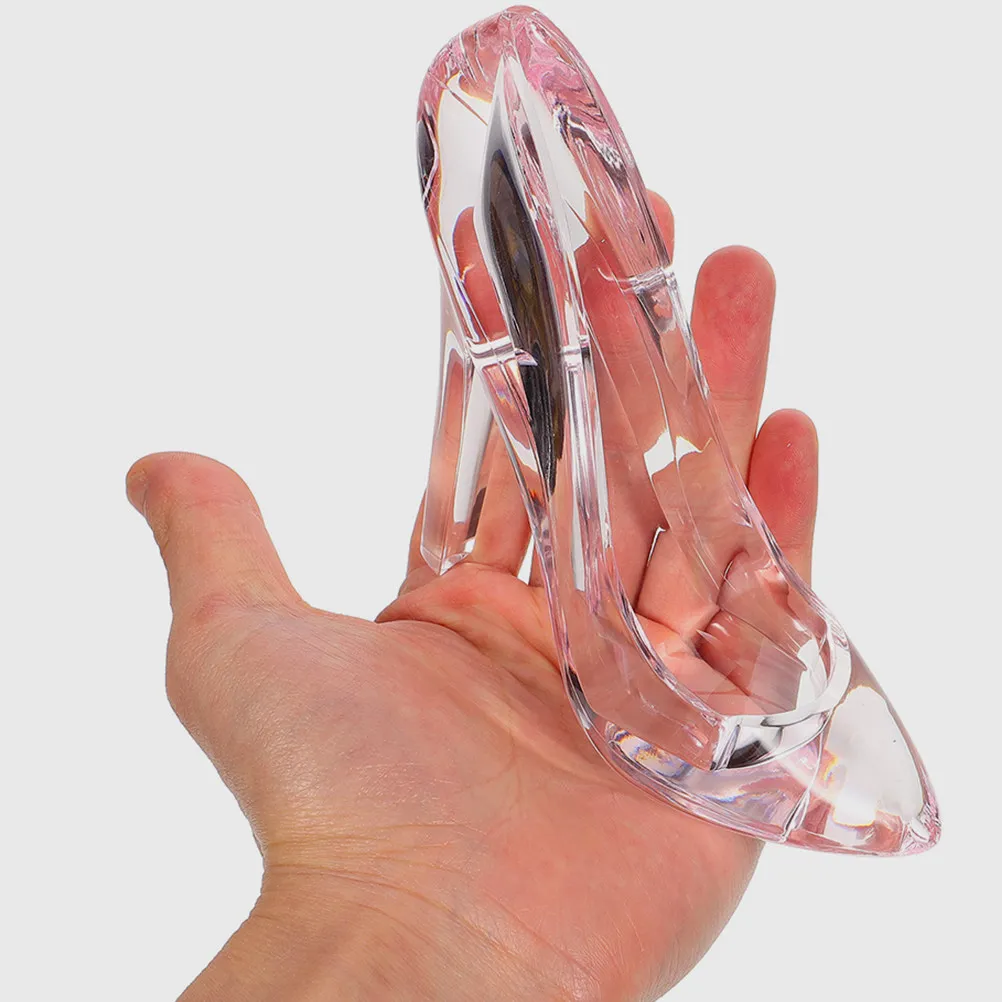 2Pcs Transparent High Heel Shoe Ornaments Crystal Princess Slipper Decorations Wedding Party Table Centerpiece Decor