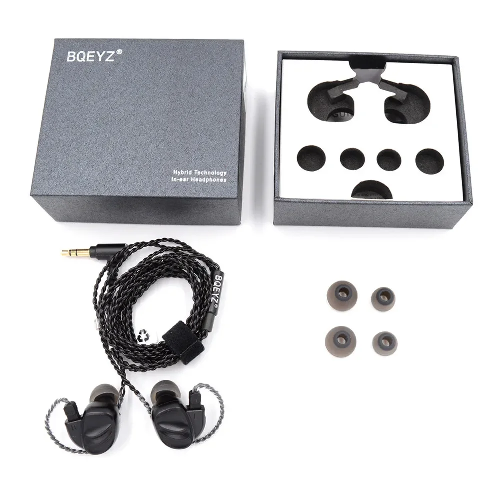 BQEYZ KC2 HIFI IEMs Earphones 2DD+2BA Bass DJ Monitors Game In-ear Earphones Audiophile Music Detachable 3.5mm Plug Mic Cable