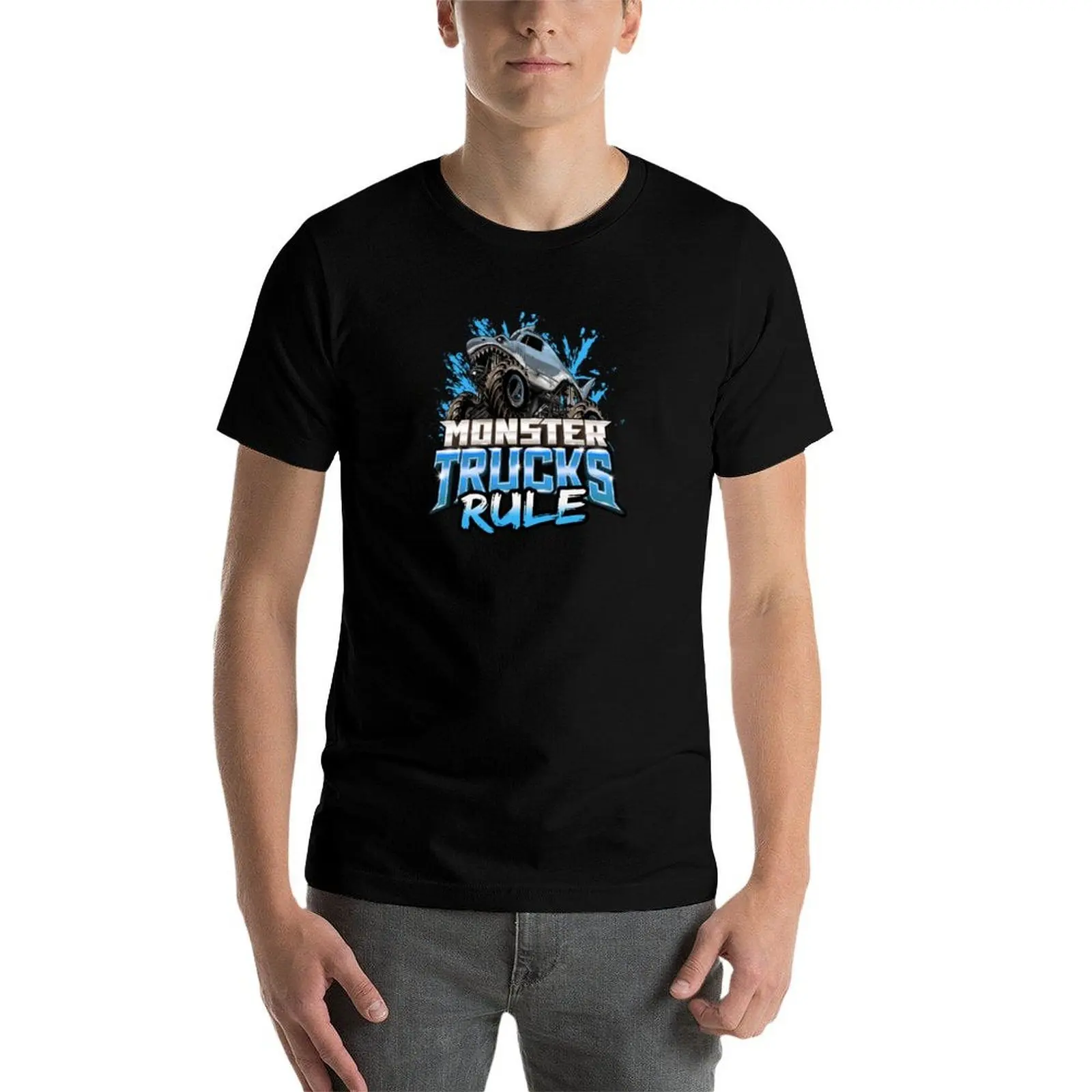 Monster Trucks Rule I love Monster Trucks Shark Monster Truck Gift T-Shirt Sporty Breathable Short Sleeve T-Shirt view 4