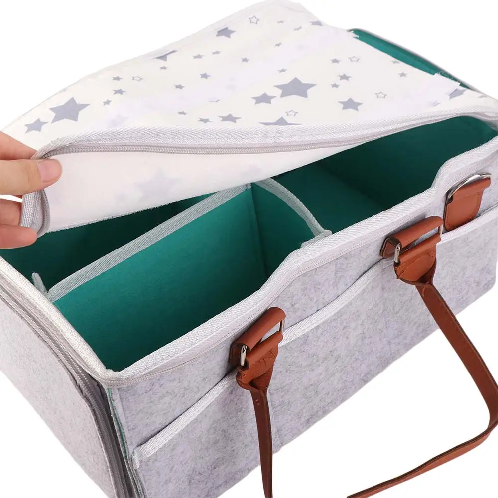 

Felt Cloth Mommy Tote Bag Large Capacity Foldable Design Foldable Baby Diaper Bag Portable Bag Non-Woven Fabric Lunch Bags