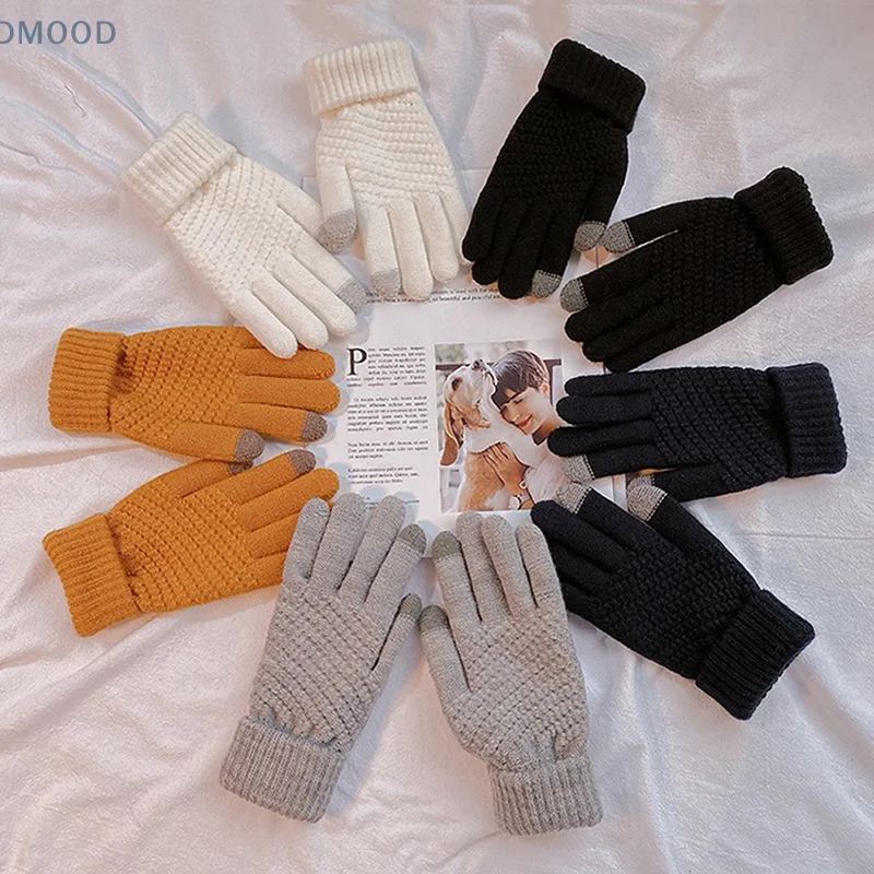 Pineapple Pattern Jacquard Knitted Touch Screen Men And Women Winter Padded Thickened Warm Gloves Factory Direct Sale