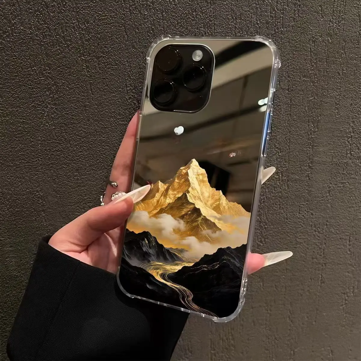 Snow Mountain Landscape Sunset Phone Case For iPhone 16 Pro 17 11 12 13 14 15 Pro Max Girls Makeup Mirror Anti-drop Case