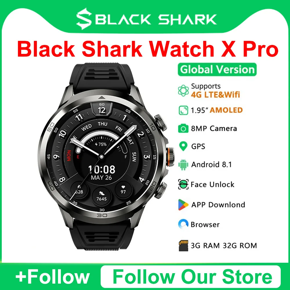 

Global Version 4G Android Smart Watch 1.95″ AMOLED Display 8MP 180° Rotating Camera APP Free Download GPS WIFI Call Smartwatch