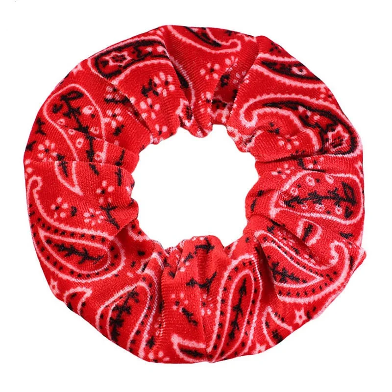 Korean Velvet Scrunchies Paisley Hair Scrunchy Hair Ties Accessories Elastic Hair Bands