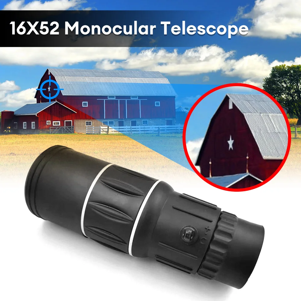 16X52 Monocular Telescope Dual Focus Zoom Binoculars 66M/8000M HD Scope Night Vision With Strap Optical Lens/Rubber Outdoor