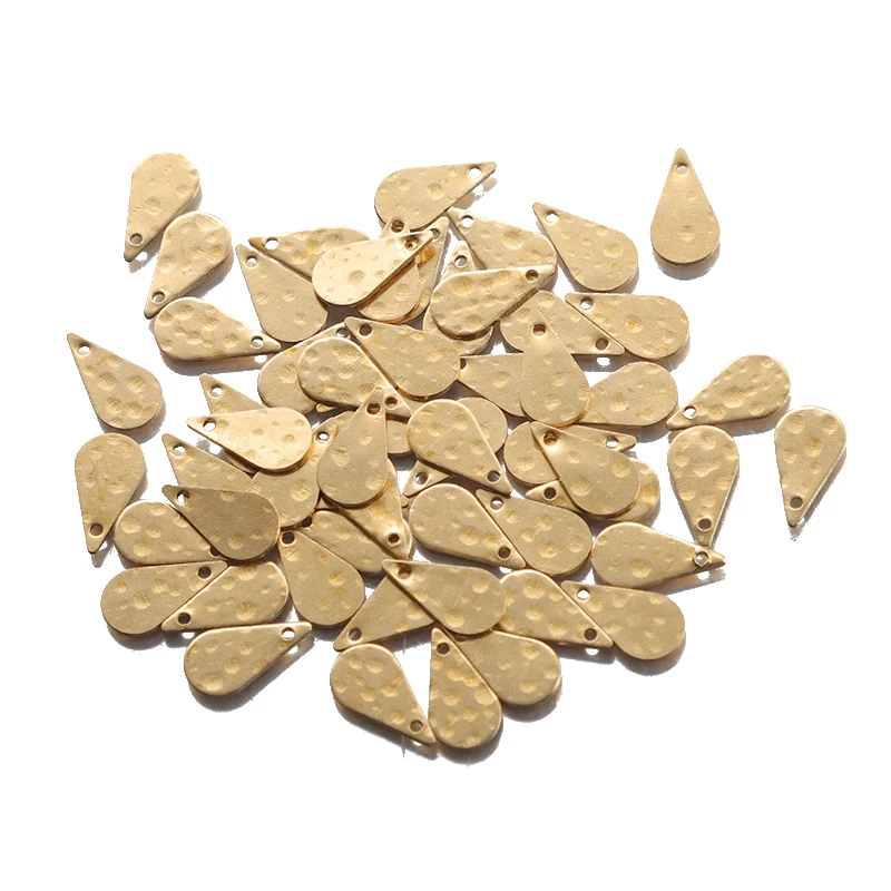 100pcs Wholesale Raw Brass Hammered Tiny Waterdrop Charms for Earrings Bracelet Necklace Jewelry Making