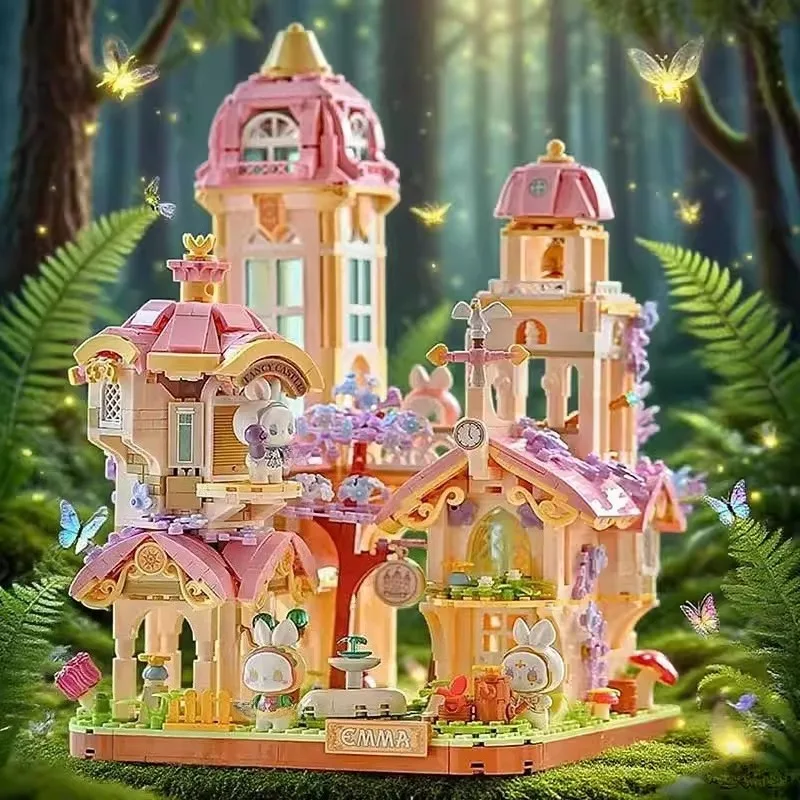 EMMA سيكريت فورست تجميع اللبنات Kawaii حلم القلعة لعبة نموذج سطح المكتب الحلي هدية عيد الأطفال