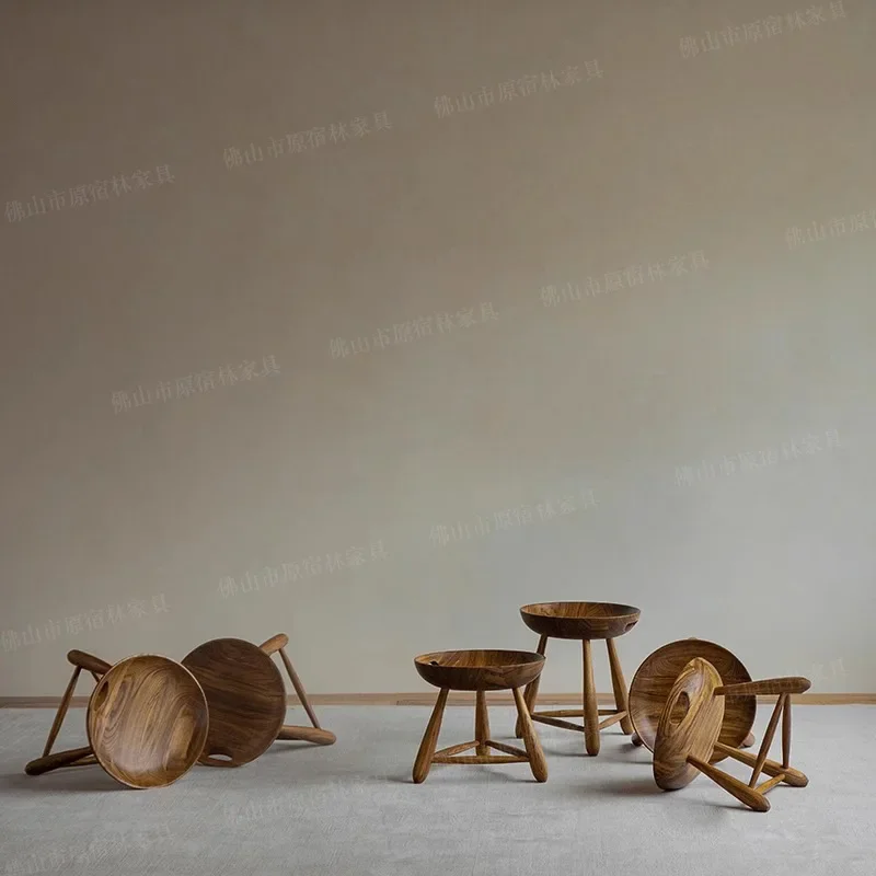 Medieval replica\ Medieval stool ebony wood small stool retro low stool multi-functional storage edge few