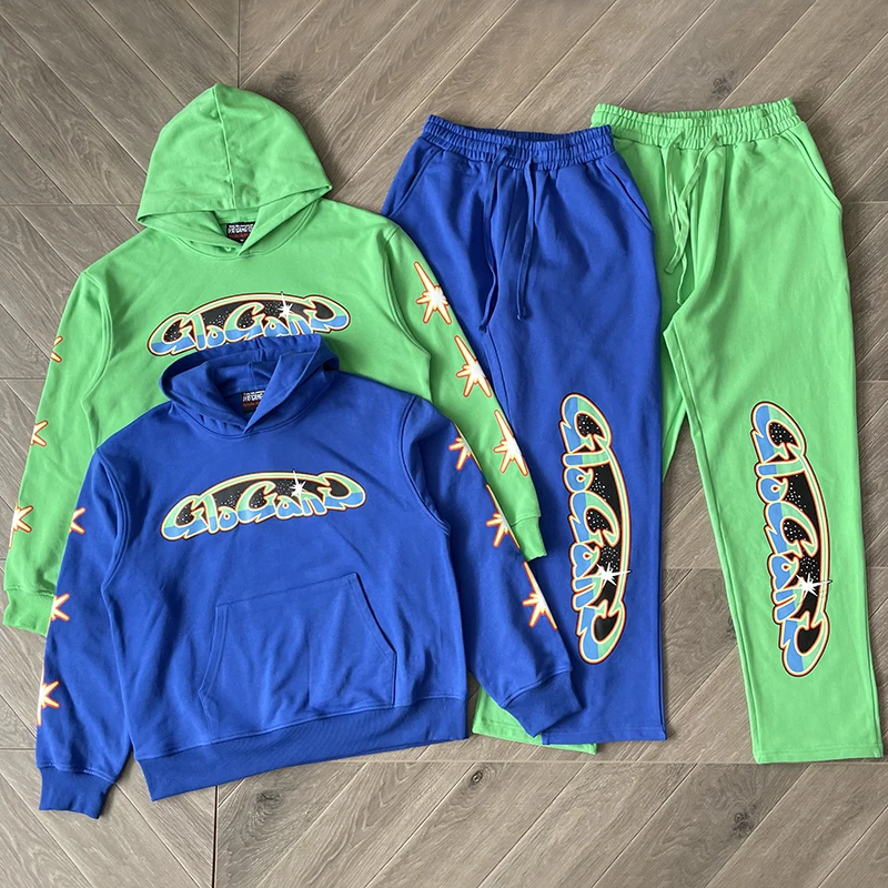 

Glo Gang Renegades Full Zip Hoodie And Pants Set Cartoon Print Hooded Sweatirt Straight Leg Fit Youth Faion Autumn Wear