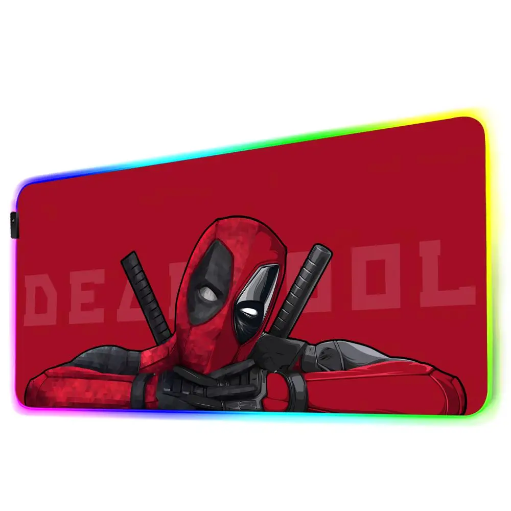 Deadpool Kawaii Mouse Pad LED Laptop Marvel Anime Extended Keyboard Rug RGB 900x400 Mousepad Computer XXL Gamer Cabinet Desk Mat