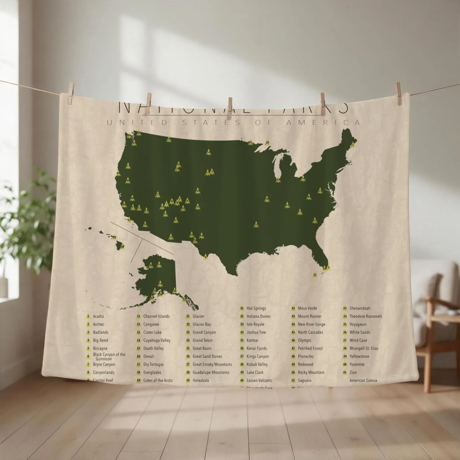 US National Parks Throw Blanket couch cozy soft plush fuzzy picnic outdoor blanket