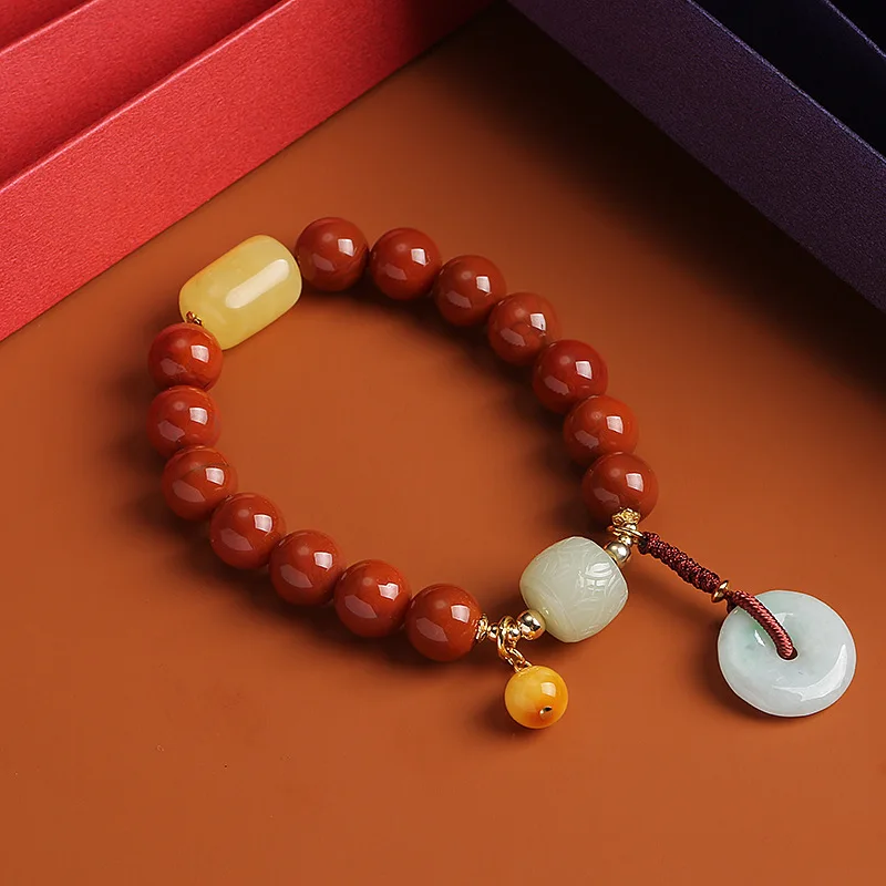 

Original Natural Agate & Beeswax & Jade Stone 18K Gold Filled Female Charm Bracelet Best Gifts For Girlfriend Mother