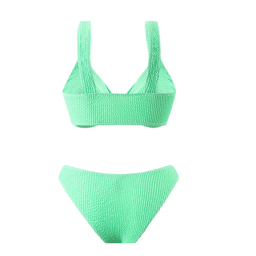

2025 New Sexy Neon Green Twist Bikini Women Swimwear Female Swimsuit Two Pieces Thong Bikini Set Bather Bathing Suit Beach Wear
